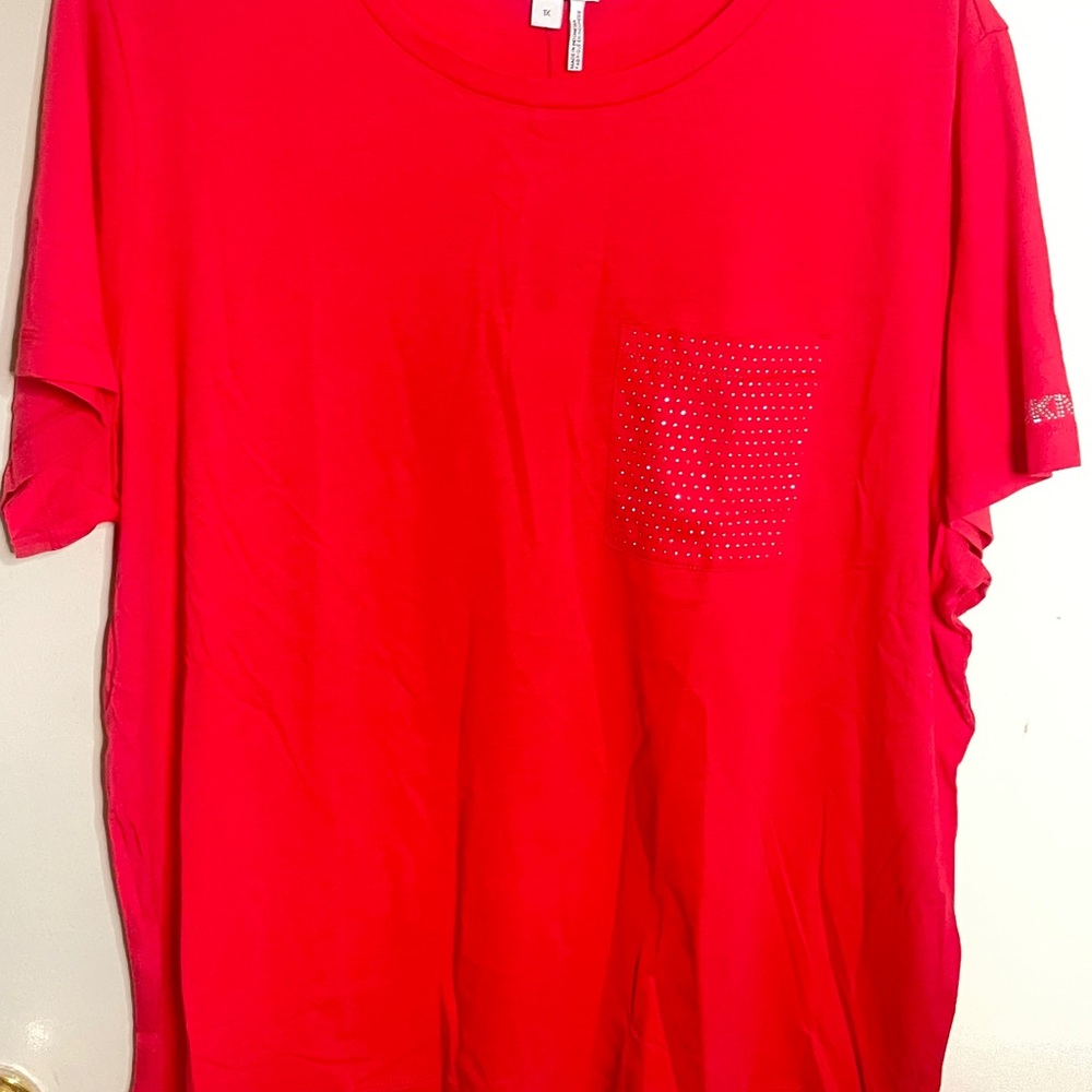 New T-shirt DKNY jy2 Red plus size 1XL (style PPBH7WMP)